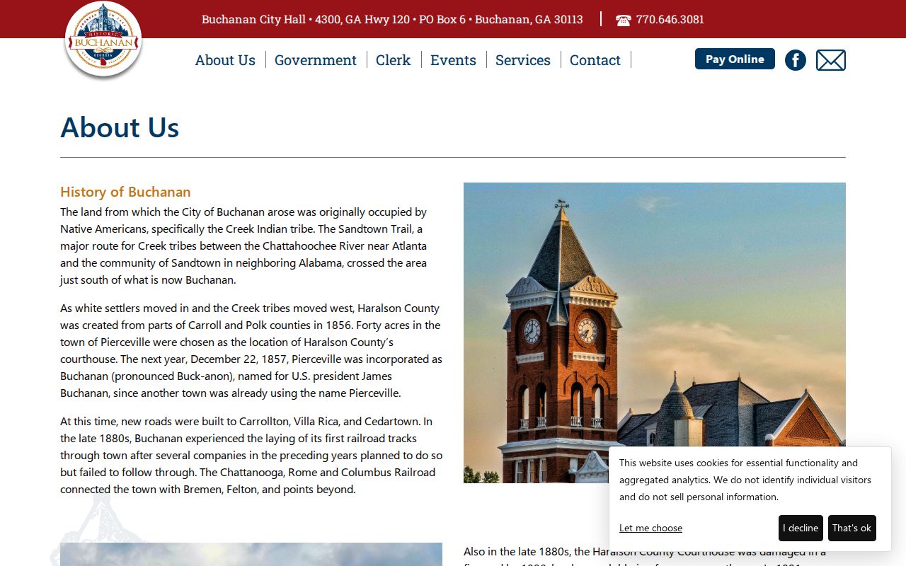 Official Buchanan public-safety page for Haralson County city records